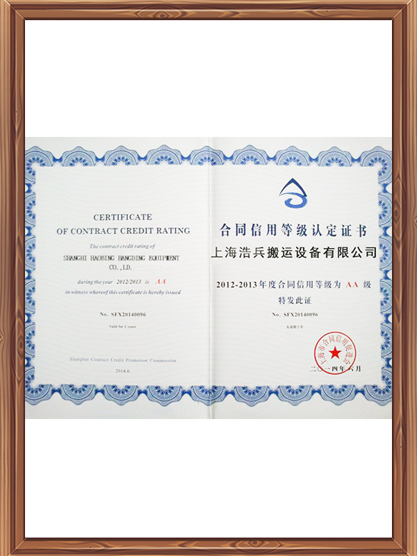 合同信用等級(jí)認(rèn)定證書(shū)